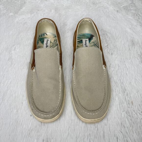 TOMMY BAHAMA / tan canvas Calderon Venetian slip on shoes / 9 main image 9